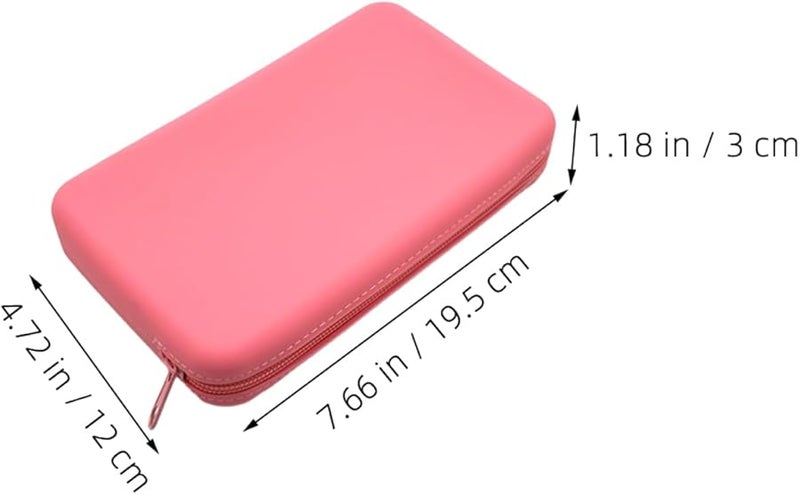 Pink Silicone Makeup Brush Pouch Travel Toiletry Bag Portable Cosmetic Organizer - Image 2